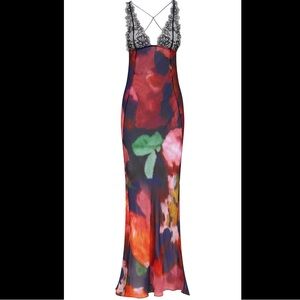 Backless floral dress with completely laced top.